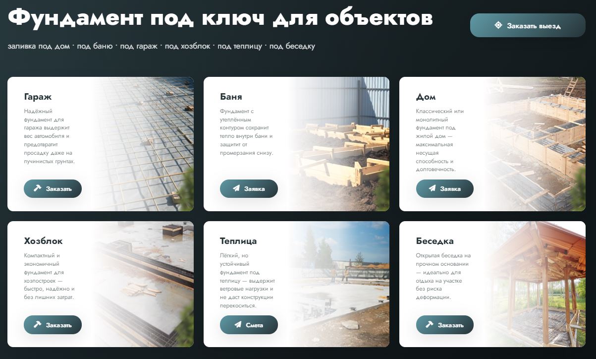 Заливка фундамента, опалубка, армирование