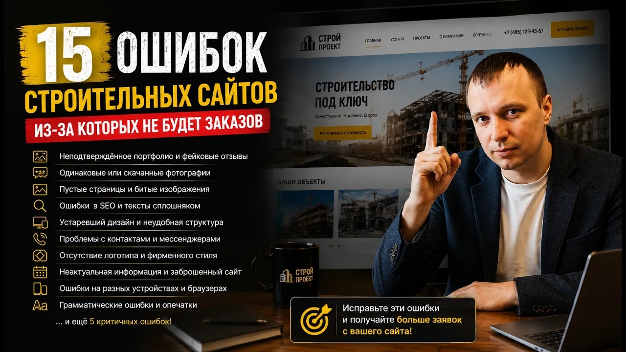 15 ошибок строительного сайта, которые мешают получать клиентов и заявки